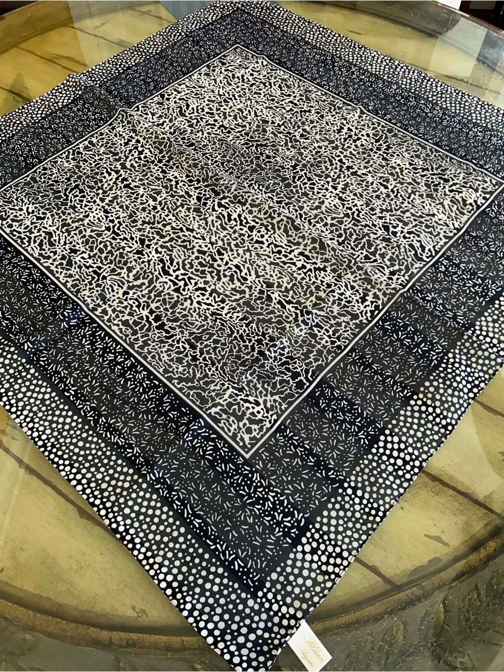 Lightweight Blue and White Patterned Scarf - Women's Accessory Italian 30” x 30”